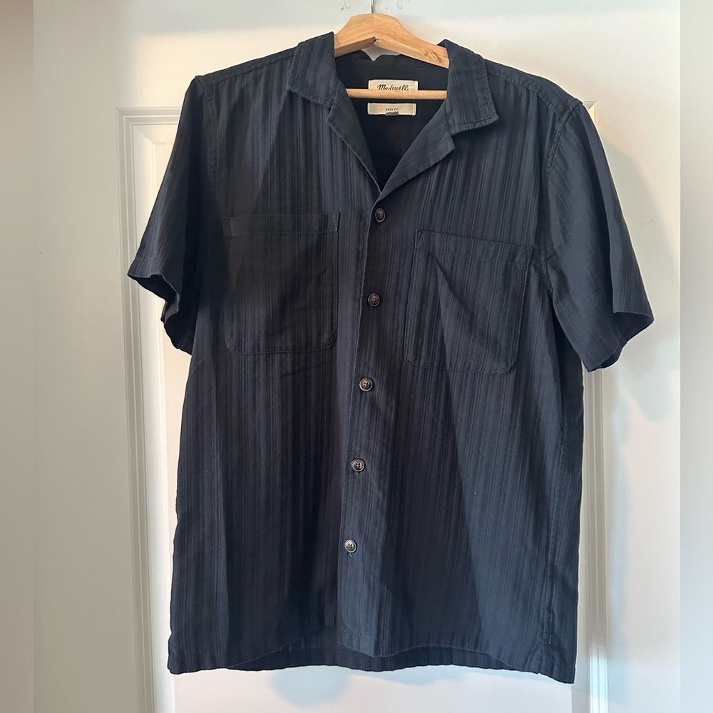 Madewell easy fit black textured button down shirt